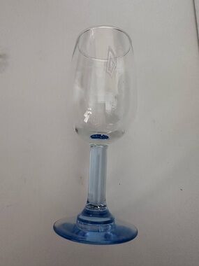 Clear Wine Glass with Blue Stem and Base